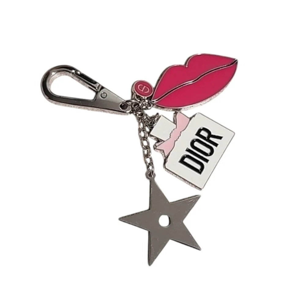 DIOR Purse Bag Charm Keychain Key FOB Miss Dior Bottle Logo Star Kiss Dust Bag